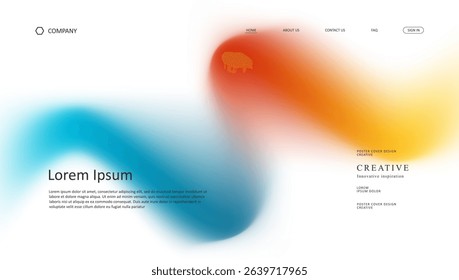 Abstract wave futuristic design of landing page. retro gradient mesh website design	
