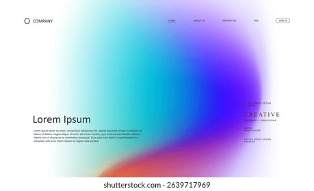 Abstract wave futuristic design of landing page. retro gradient mesh website design	