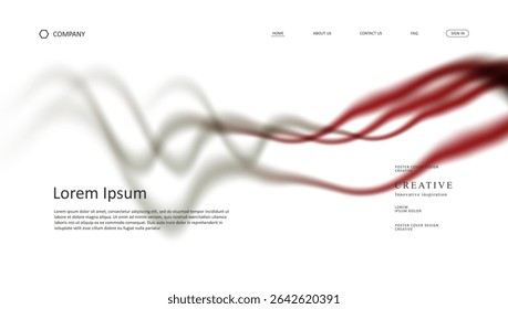 Projeto futurista de onda abstrata da landing page. design de site de malha de gradiente retro