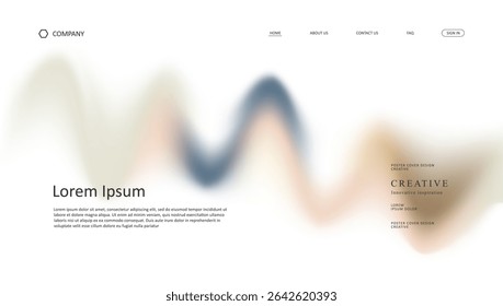 Projeto futurista de onda abstrata da landing page. design de site de malha de gradiente retro