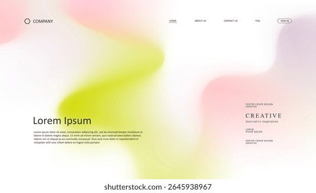 Abstract wave futuristic design of landing page. retro gradient mesh dark concept website design