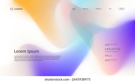 Abstract wave futuristic design of landing page. retro gradient mesh dark concept website design