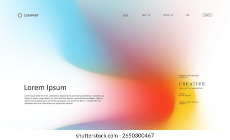 Abstract wave futuristic design of landing page. retro gradient mesh website design	