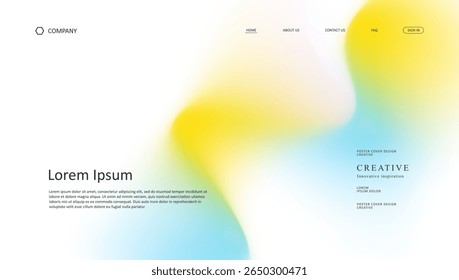 Abstract wave futuristic design of landing page. retro gradient mesh website design	