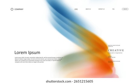 Abstract wave futuristic design of landing page. retro gradient mesh website design	