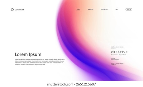Abstract wave futuristic design of landing page. retro gradient mesh website design	