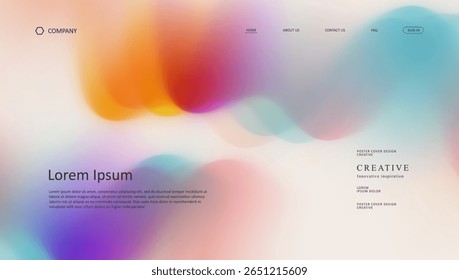 Abstract wave futuristic design of landing page. retro gradient mesh website design	