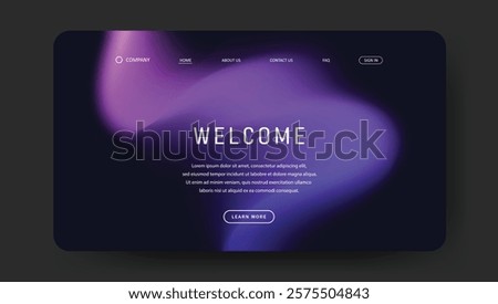 Abstract wave futuristic design of landing page. retro gradient mesh website design
