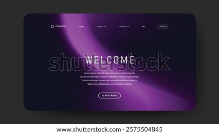 Abstract wave futuristic design of landing page. retro gradient mesh website design