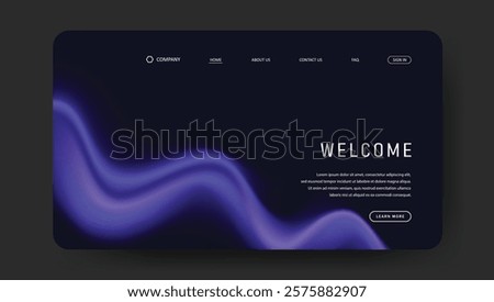 Abstract wave futuristic design of landing page. retro gradient mesh website design	