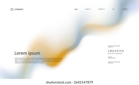 Abstract wave futuristic of landing page. retro gradient mesh website design	