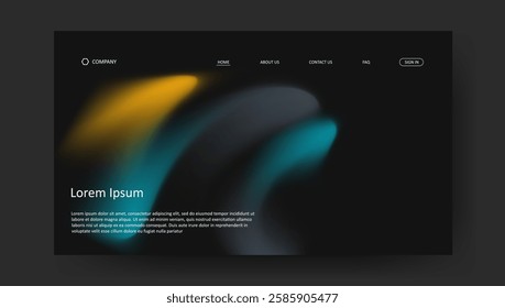 Abstract wave futuristic retro design of landing page. fluid gradient dark concept website design