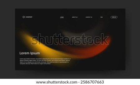 Abstract wave futuristic retro design of landing page. fluid gradient dark concept website design	