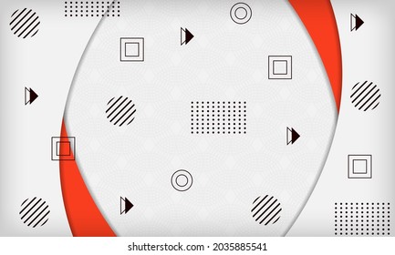 Abstract wave geometric memphis background with red and white color. Modern minimal trendy design template. Can use for banner, poster, card, or flyer.