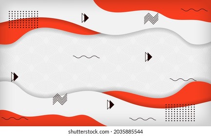 Abstract wave geometric memphis background with red and white color. Modern minimal trendy design template. Can use for banner, poster, card, or flyer.