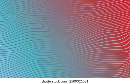Abstract Wave geometric tight line red tosca color background. Futuristic design pattern.