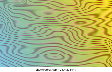 Abstrato Onda geométrica apertada linha amarela tosca fundo de cor. Padrão de design futurista.