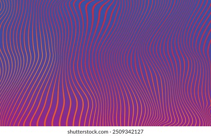 Abstract Wave geometric tight line purple orange color background. Futuristic design pattern.