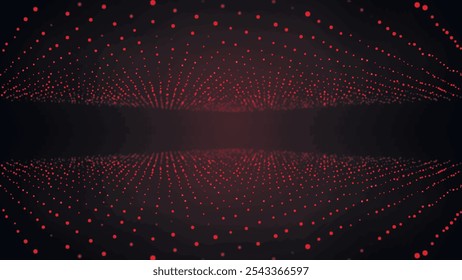 Onda abstrata de pontos brilhantes. Onda dinâmica de partículas brilhantes. Plano de fundo futurista para design de apresentação. Ilustração de vetor 3d.