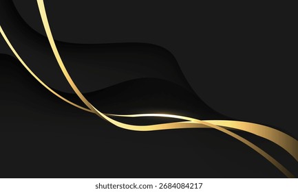 Curva de fita de ouro onda abstrata no projeto traseiro ilustração moderna do vetor do fundo do luxo.