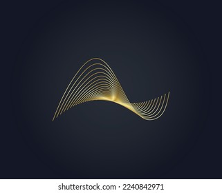Abstract wave Golden line with typography text A vector template