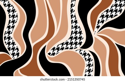 Ola abstracta con patrón de pie de oca. Ilustración vectorial.