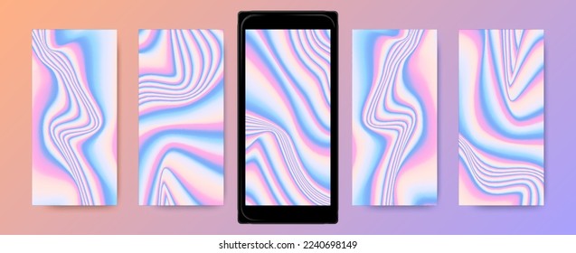 Gradiente de onda abstracta, pantalla holográfica ajustada.