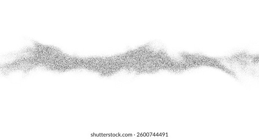 Abstract wave gradient combined with gritty pattern. Grainy overlay on monochrome background. Vector noise stipple, sand halftone texture, and digital grain glitch art.