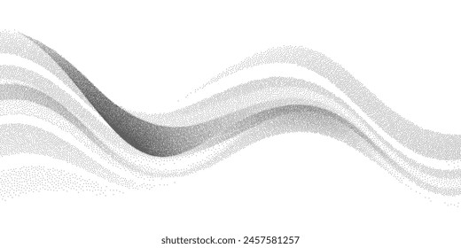 Abstract wave. Gradient from dots , black dotwork grain texture, abstract stipple sand effect.