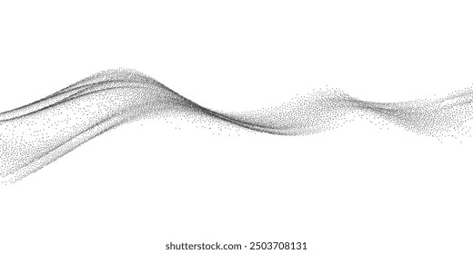 Abstract wave. Gradient from dots , black dotwork grain texture, abstract stipple sand effect.