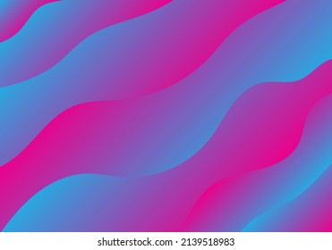 Abstract wave gradient pattern pink and blue on background.  Vector graphic illustrator.