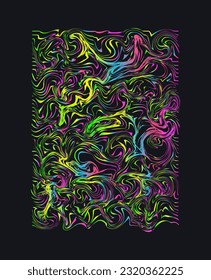 Abstract wave gradient texture. Multicolored bright poster: yellow, green, blue, pink neon colors. Pop art poster. Vector illustration.