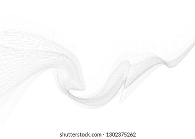 abstract wave gray thin curved lines graphic background for design  with  wavy halftone dots
