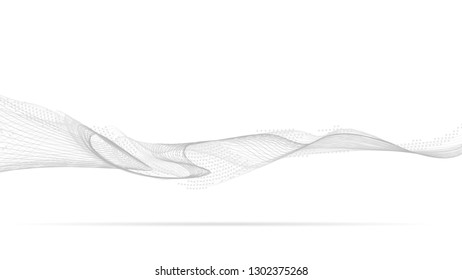 abstract wave gray thin curved lines graphic background for design  with  wavy halftone dots