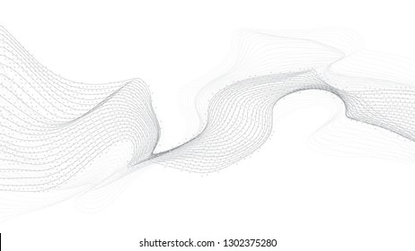 abstract wave gray thin curved lines graphic background for design  with  wavy halftone dots