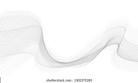 abstract wave gray thin curved lines graphic background for design  with  wavy halftone dots