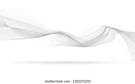 abstract wave gray thin curved lines graphic background for design  with  wavy halftone dots