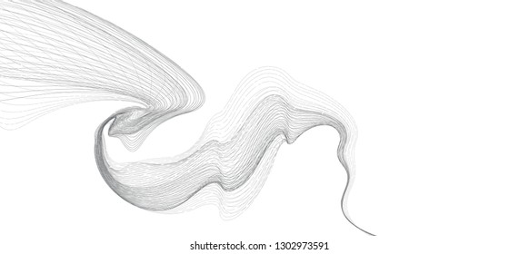 abstract wave gray thin curved lines graphic background for design  with  wavy halftone dotsos