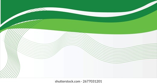 Abstract wave green banner background. background design. gradient with geometric lines and light effect. Motion minimal concept. Vector illustration.
