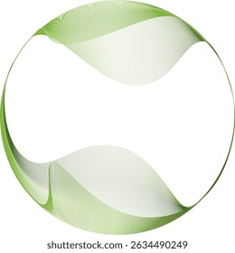 Abstract wave green circle on transparent background. Flowing circle frame with wave lines pattern flowing. Concept of music, technology, ai and artificial intelligence, website, business