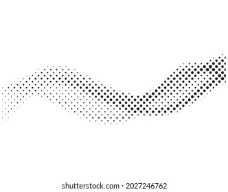 Fondo de media tonalidad de la onda abstracta. Ilustración vectorial de medio tono de gradiente moderno. Arte de punto de semitono en blanco y negro.