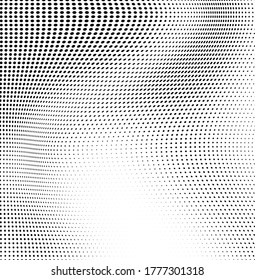 El tono medio de la ola abstracta es blanco y negro. Textura monocroma para imprimir en insignias, carteles y tarjetas de visita. Patrón vintage de puntos dispuestos al azar
