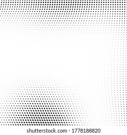 Abstract wave halftone black and white. Monochrome texture for printing on badges, posters, and business cards. Vintage pattern of dots randomly arranged