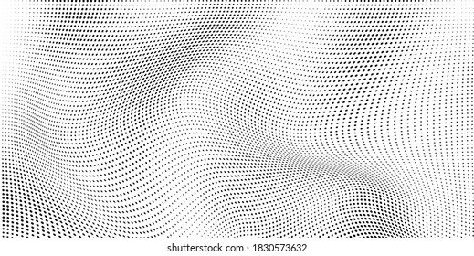 Abstract wave halftone black   white  Monochrome texture for printing badges  posters    business cards  Vintage pattern dots randomly arranged