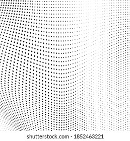 El tono medio de la ola abstracta es blanco y negro. Textura monocroma para imprimir en insignias, carteles y tarjetas de visita. Patrón vintage de puntos dispuestos al azar