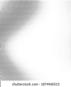 Abstract wave halftone black and white. Monochrome texture for printing on badges, posters, and business cards. Vintage pattern of dots randomly arranged