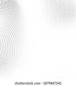 El tono medio de la ola abstracta es blanco y negro. Textura monocroma para imprimir en insignias, carteles y tarjetas de visita. Patrón vintage de puntos dispuestos al azar