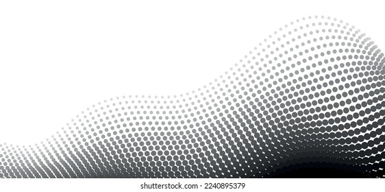 Abstract wave halftone black and white. Monochrome texture for printing on badges, posters, and business cards.