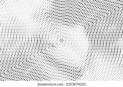 El tono medio de la ola abstracta es blanco y negro. Textura monocroma para imprimir en insignias, carteles y tarjetas de visita. Patrón vintage de puntos dispuestos al azar.