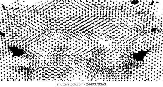 Abstractas onda semitono blanco y negro. Textura monocromática para imprimir en insignias, carteles y tarjetas de visita. Patrón Antiguas de puntos dispuestos al azar	

